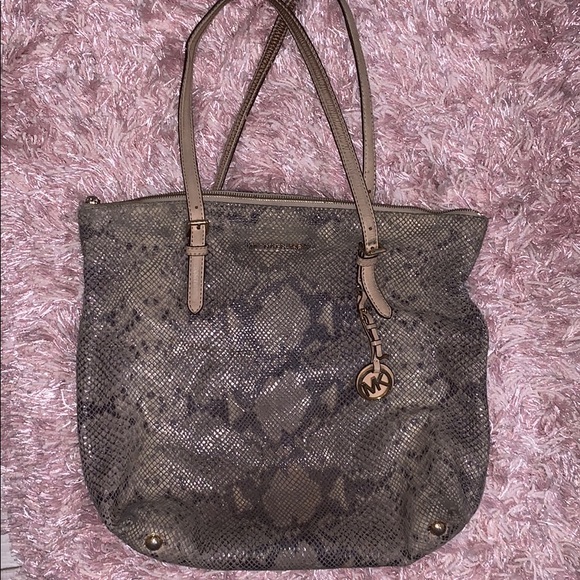 Michael Kors Handbags - Michael Kors Large Jet Set Top Zip Python Tote